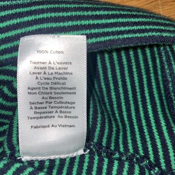 TALBOTS PETITES SP GREEN BLACK STRIPED COTTON SHEATH DRESS GOLD ZIPPERS - Picture 7 of 9